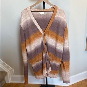 Open Edit Striped Cardigan in Mustard & Mauve